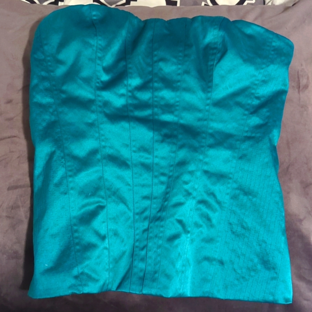 Teal Satin Corset Top